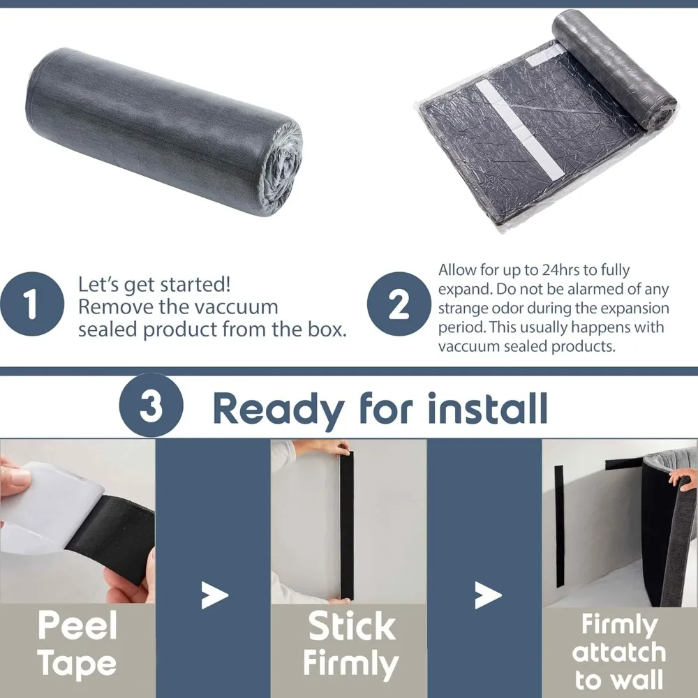 لوح رأسي منجد بحجم كوين - قناة سهلة التجميع مثبتة على الحائط مع صوت ثلاثي الأبعاد لتعزيز راحة النوم