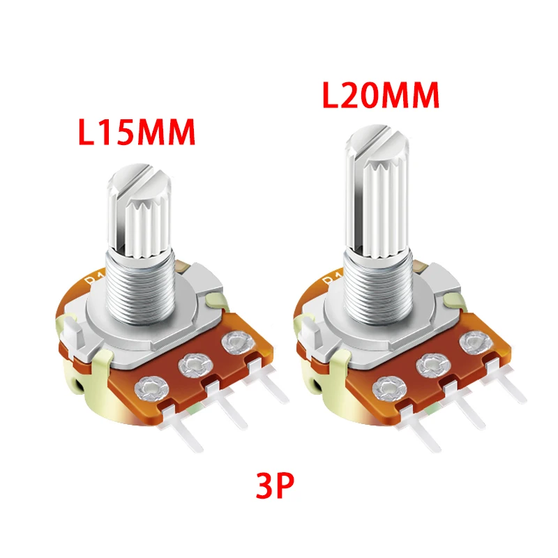 WH148 Linear Potentiometer 15/20mm Shaft With Nuts And Washers 3pin 6pin WH148 B1K B2K B5K B10K B20K B50K B100K B250K B500K B1M