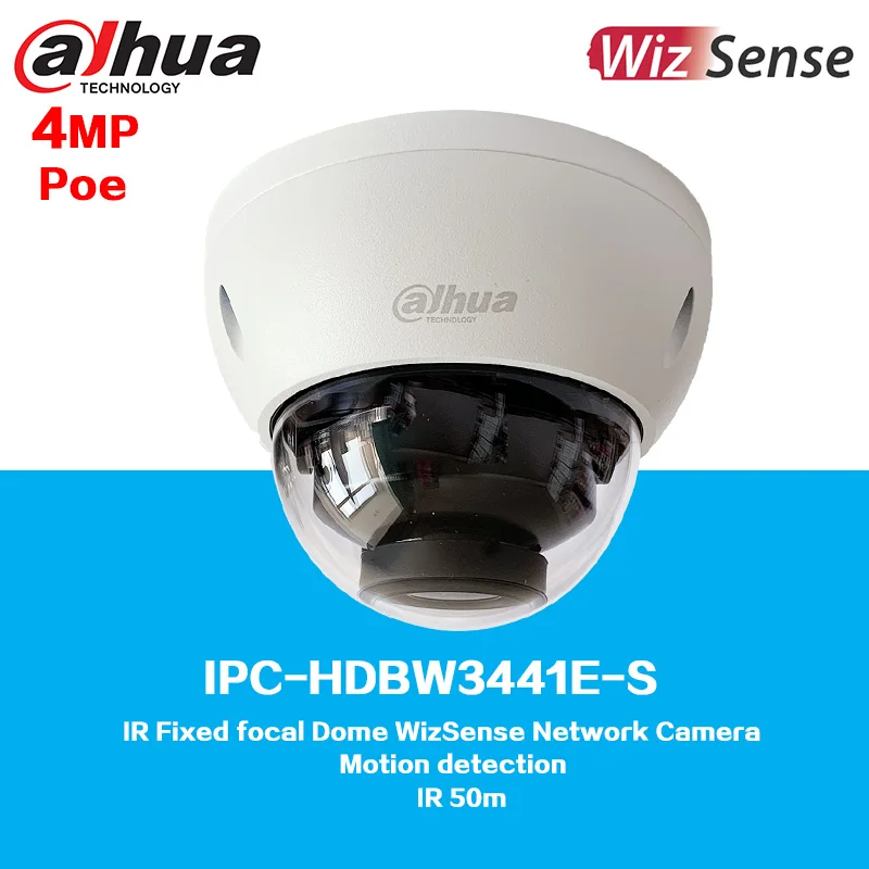 

IPC-HDBW3441E-S DaHua 4MP IP POE Lite AI IR 50m Fixed Focal Dome Network Camera H.265+ IP67 Motion Detection Support 256G SD