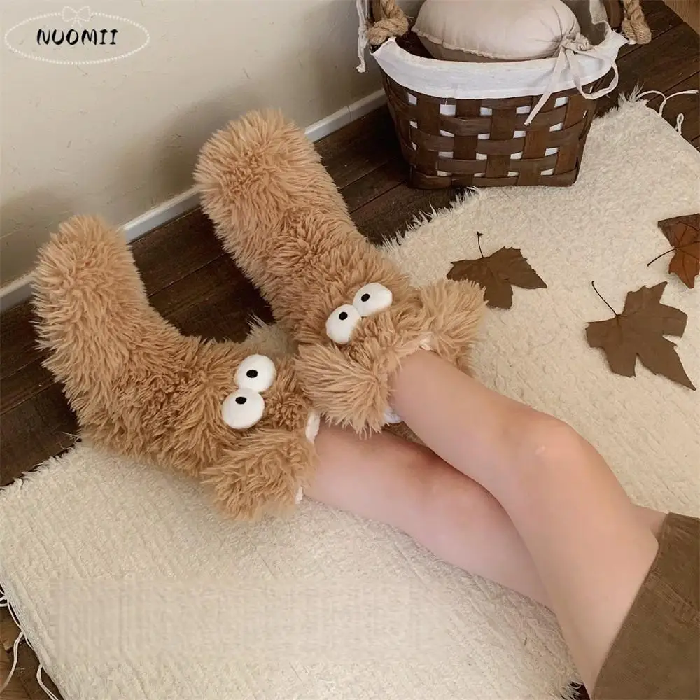 

Soft Big Eyes Slipper Socks with Puppy Ears Cartoon Mid-Calf Non-slip Floor Socks Thickened Hosiery Coral Fleece Socks Girls
