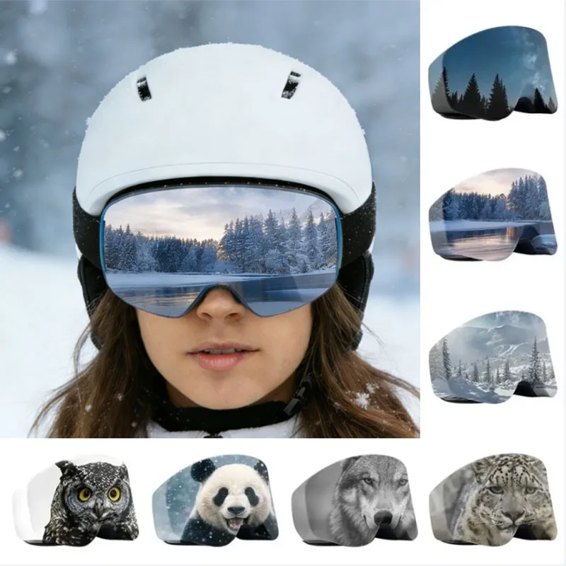 

Чехол для лыжных очков, 1 шт., с принтом «Снежные горы», портативный, пылезащитный, устойчивый к царапинам, чехол для хранения лыжных очков, зимние аксессуары для лыжного спорта