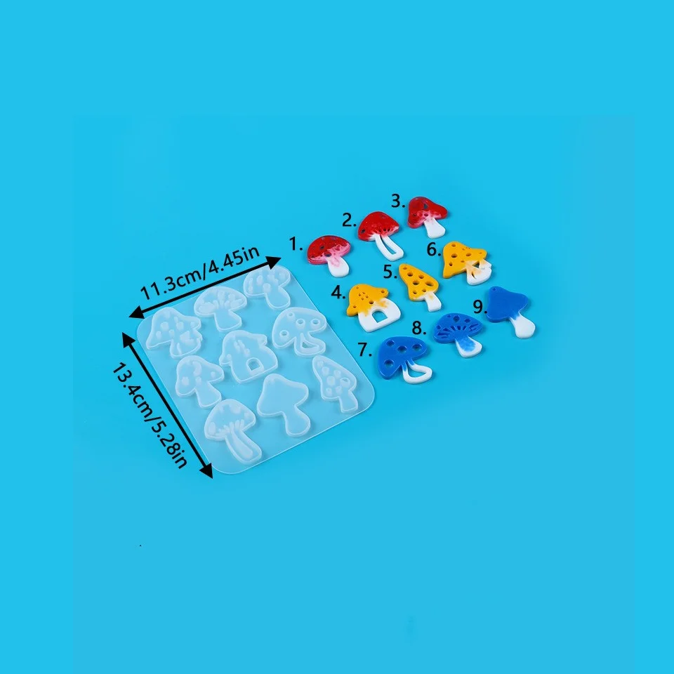 Multi Style Mushrooms Earring Pendant With Perforated Silicone Mold DIY Handmade Keychain Jewelry Making Epoxy Resin Mold