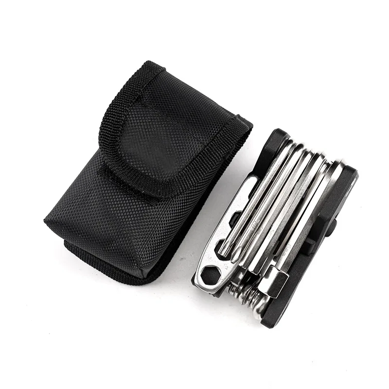 مجموعة أدوات إصلاح الدراجة متعددة الأغراض، مفك براغي متعدد الأدوات، عتلات الإطارات، مفتاح ربط سداسي، أدوات إصلاح قابلة للطي