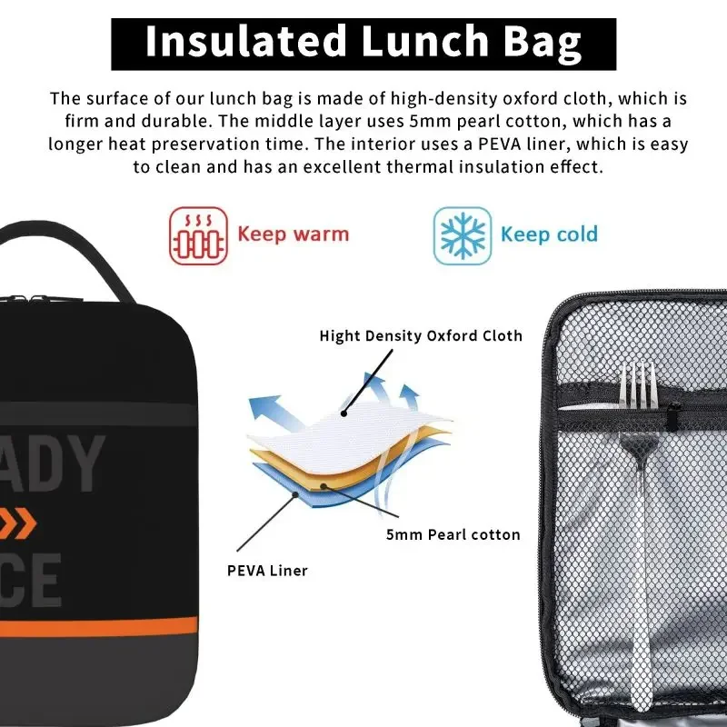 Custom Ready To Race Thermal Insulated Lunch Bag Motorcycle Rider Racing Sport Portable Lunch Bag for Work School Food Bento Box