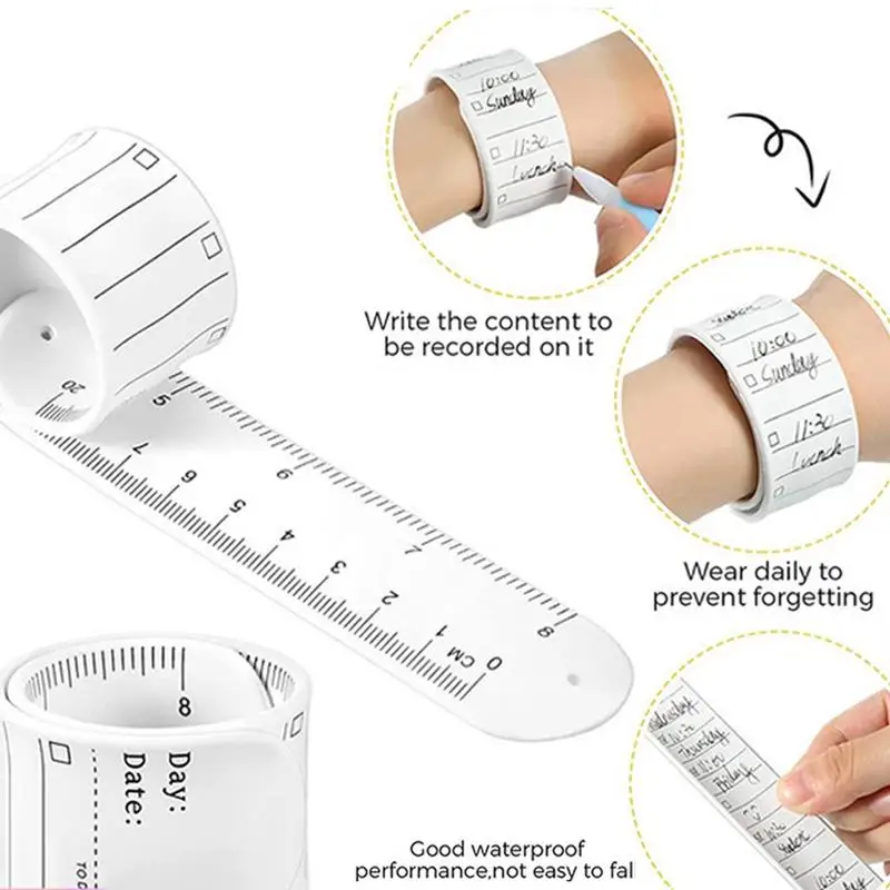 6PCS Reminder Bracelet Reusable Wearable Wrist Notepad As Shown Silica Gel Erasable Wristband For Nurses Memo