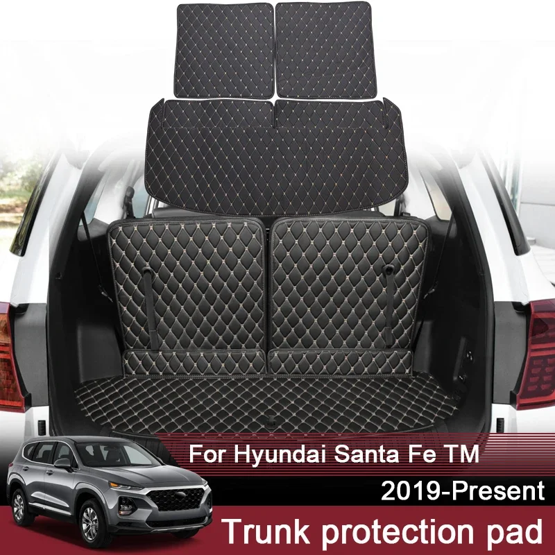 

1 шт. автомобильный Стайлинг, коврик на задний багажник для Hyundai Sante Fe TM 2019-224, кожаный водонепроницаемый автомобильный багажник, аксессуар