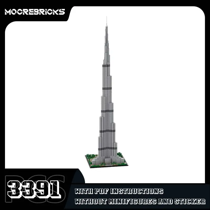 

MOC Burj Khalifa Building Block Bricks 1:800 Scale Architecture Skyscraper Model Kits Creative Tower Toys Kids Christmas Gifts