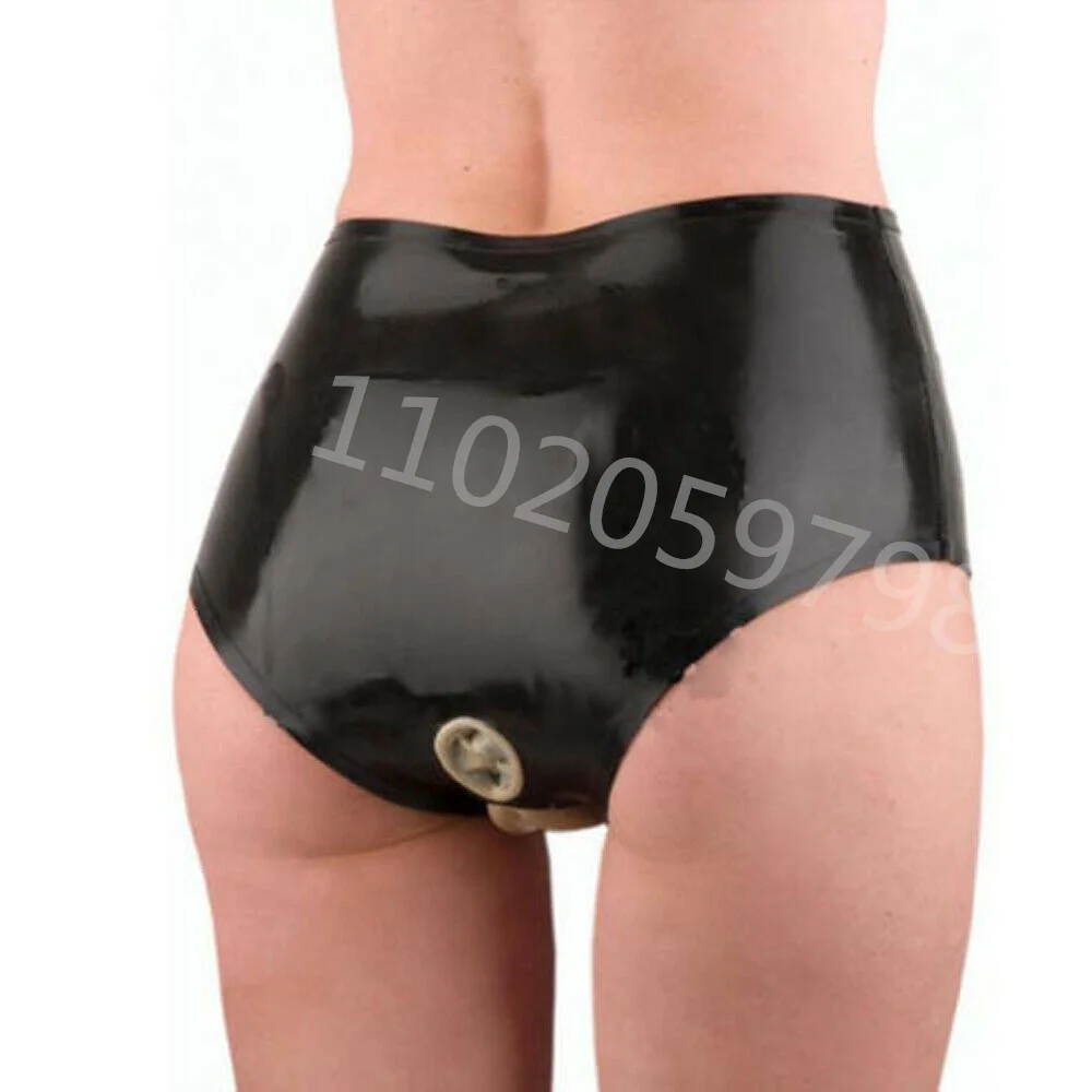 Sexy Woman Latex Underwear Boxer Shorts Briefs With Anal Condom&Vaginal Lips Women Short Pants (no vaginal condom)