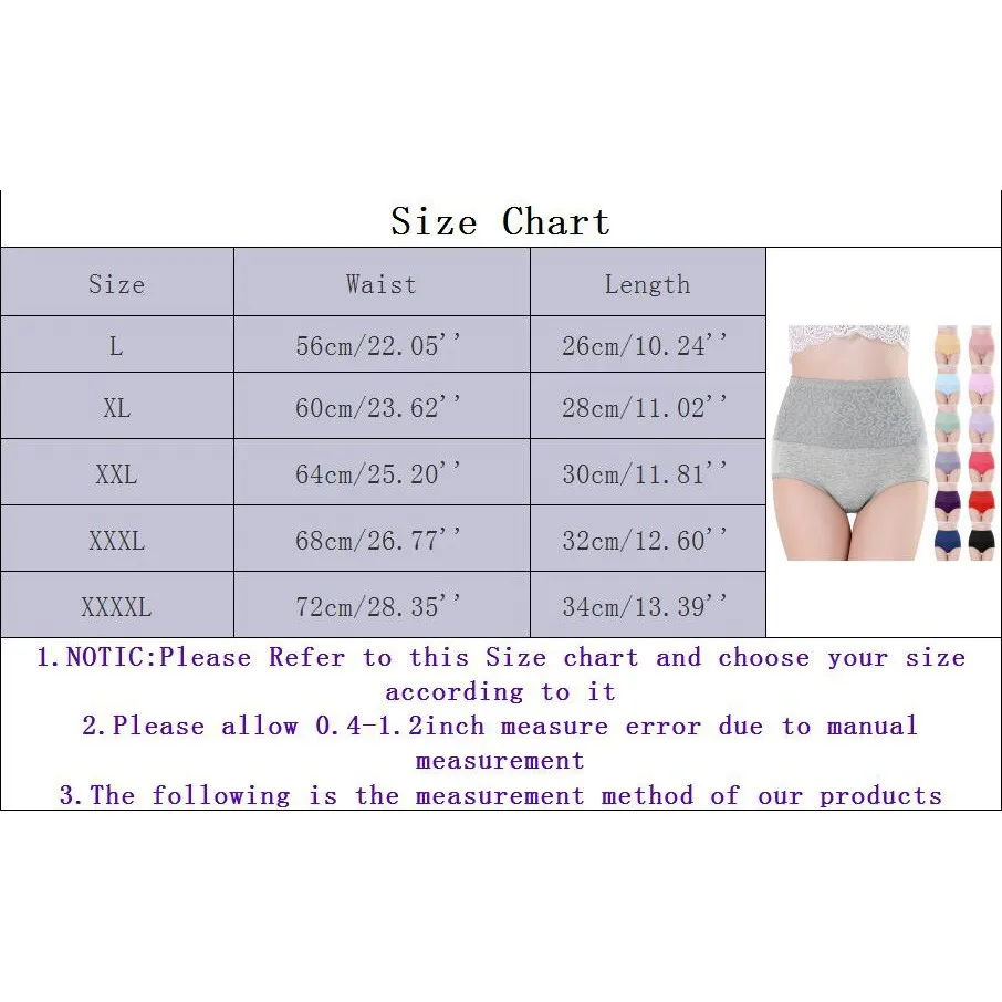 Women\'S Solid Color Cotton Panties High Waist Corset Anti-Slip Panties Tummy Tuck Shapewear Large Size Multi-Color Panties