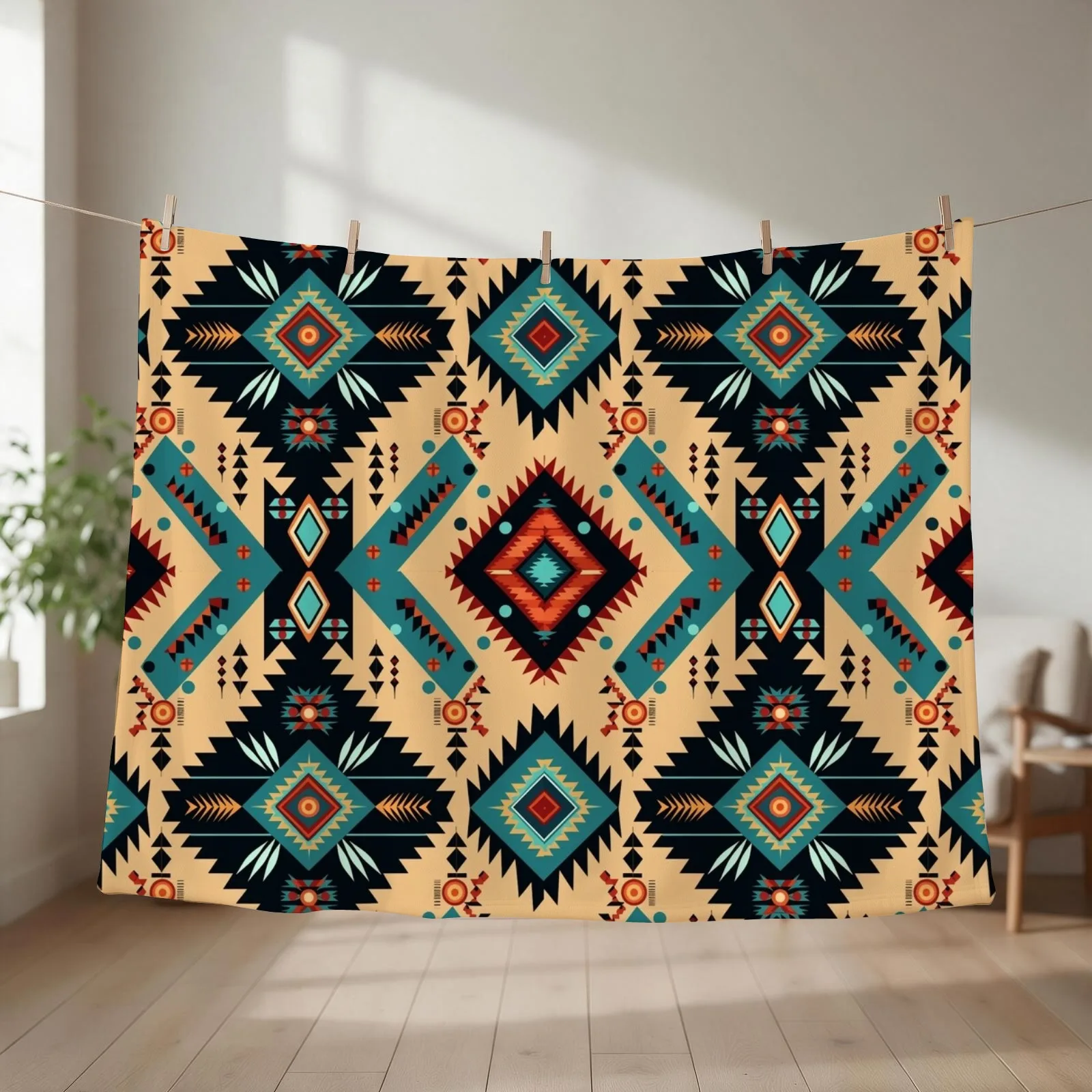 Indigenous Cherokee Nation Pattern Throw Blanket couch cozy soft plush fuzzy picnic outdoor blanket