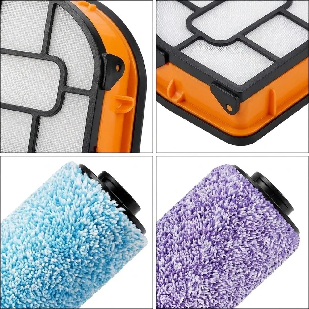 2-Pack Brush Rollers and 2-Pack Foam Filters for Shark For HydroVac For MessMaster Wet Dry Vacuums WD200 AW201 WD200C WD201C