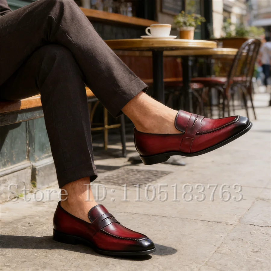 

Men's Genuine Leather Penny Loafers Luxury Handmade Slip On Dress Shoes for Business & Formal Occasions