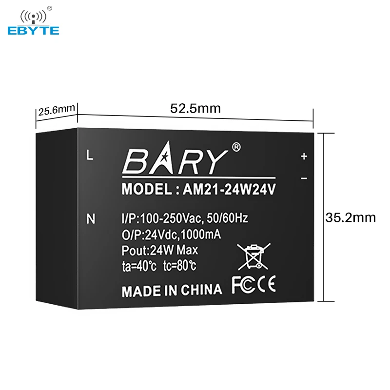 AC-DC Isolated Step-Down Module Power Supply EBYTE AM21 Series Shell Protection Power Module Ultra-Small Size 100-250V