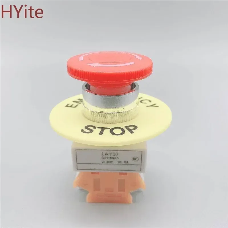 Red Mushroom Cap 1NO 1NC DPST Emergency Stop Push Button Switch AC 660V 10A Switch Equipment Lift Elevator Latching Self Lock