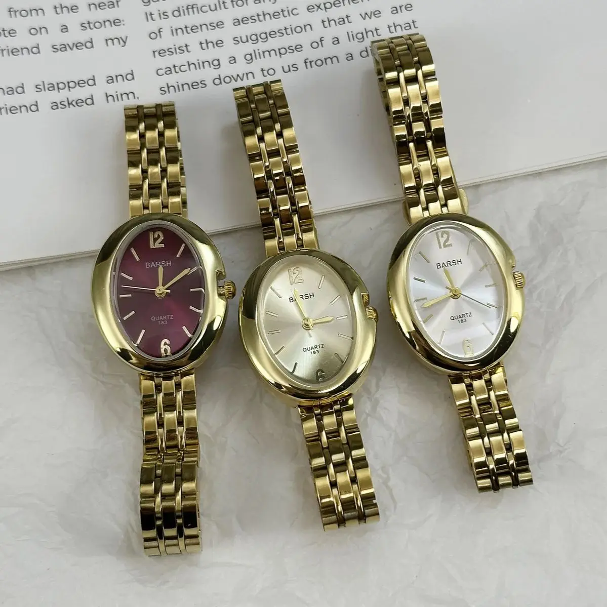 Zegarki damskie Luksusowy zegarek na rękę w stylu light luxury z owalnymi tarczami w kształcie jajka gołębiego, zegarek kwarcowy, zegarek damski