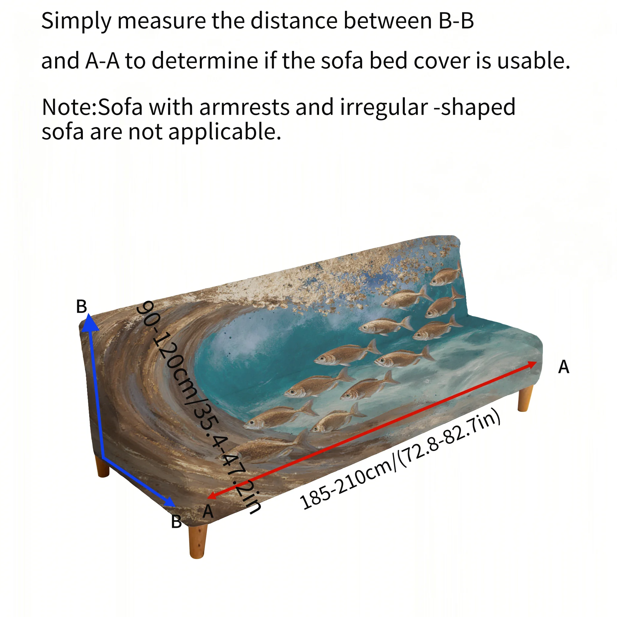 Wave fish school elastic sofa bed cover, living room sofa bed cover, dustproof machine washable sofa bed cover