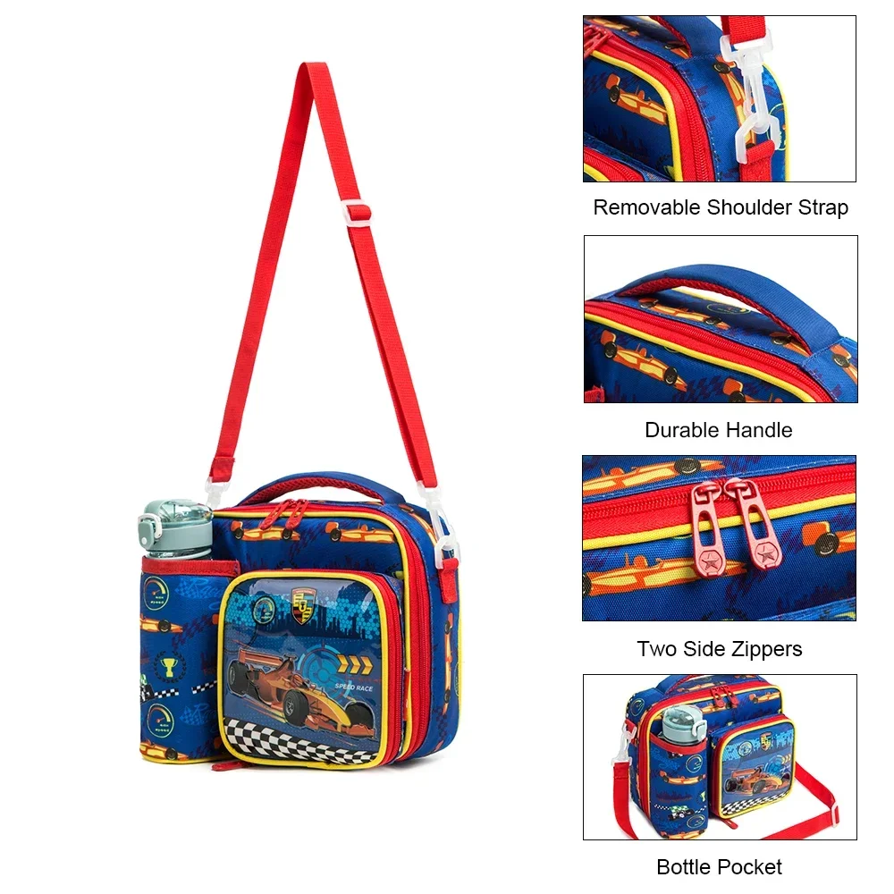 Lunch Bags for Boys Primary School Lunch Box with Bottle Pocket Waterproof Lunchbox for Kids School Child Thermal Bag for Lunch