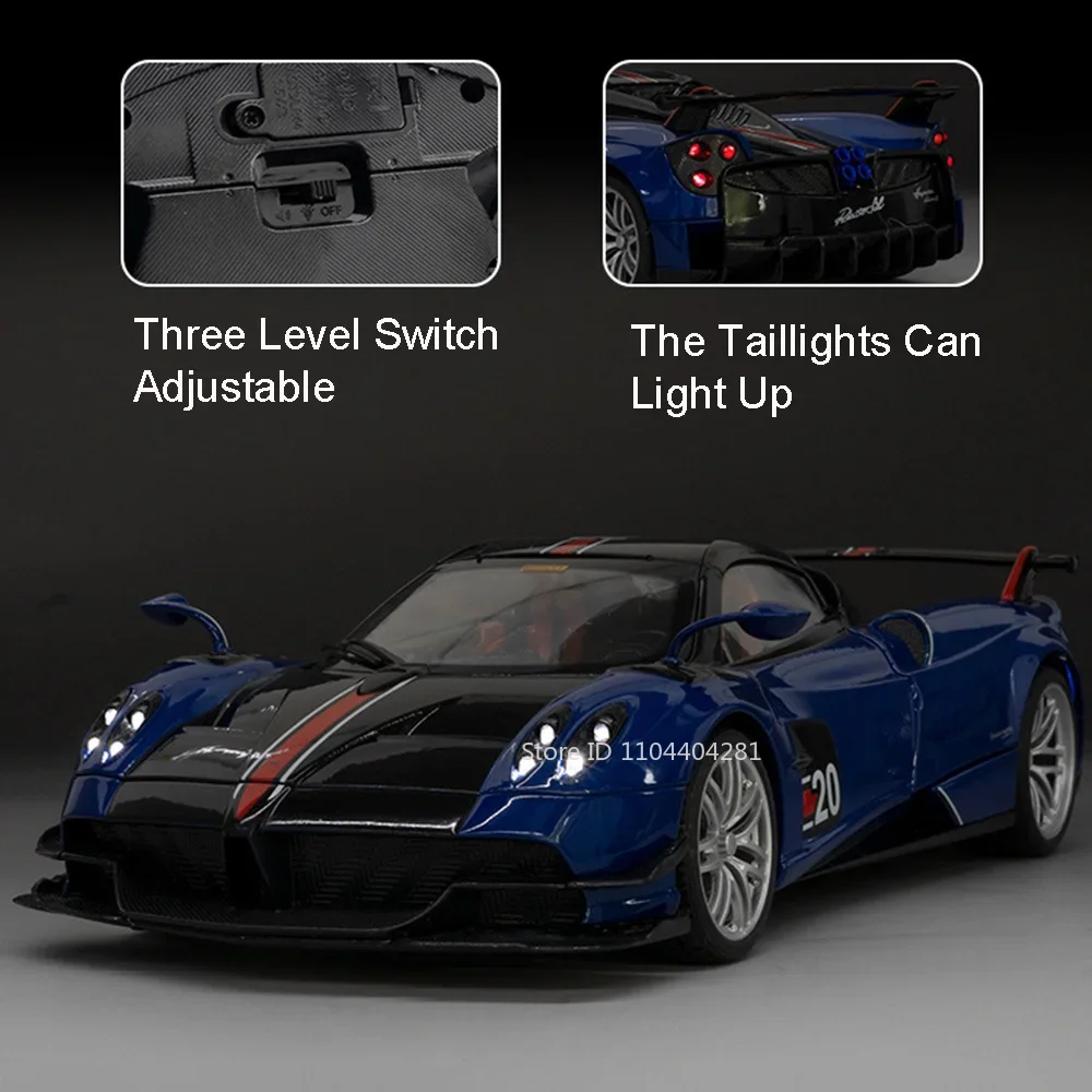1:18 Pagani Huayra Mustang GT500, модель из сплава, миниатюрные игрушки, литые под давлением двери автомобиля, открытый звук, свет, откатные автомобили, праздничные подарки