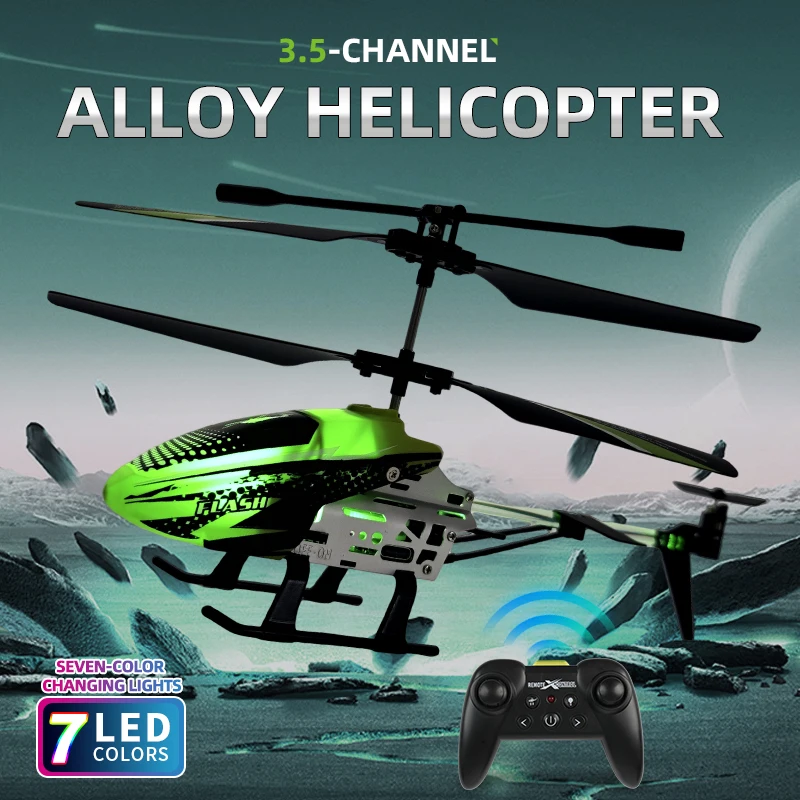 J29 Remote Control Helicopter 2.4G 3.5CH Rc Drone Durable Charging Toy UAV Model Outdoor Aircraft Helicoptero Seven-color Lights