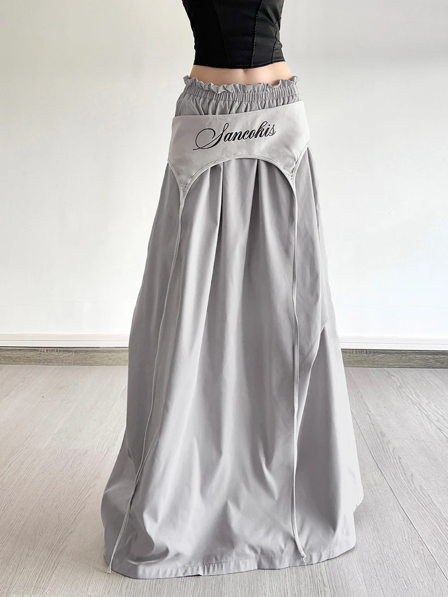 

Faionable Spor Sle WEIRD PUSS Комплект из двух предметов f-юбка Свободная длинная юбка для женщин Повседневная смесь полиэстера с низкой талией