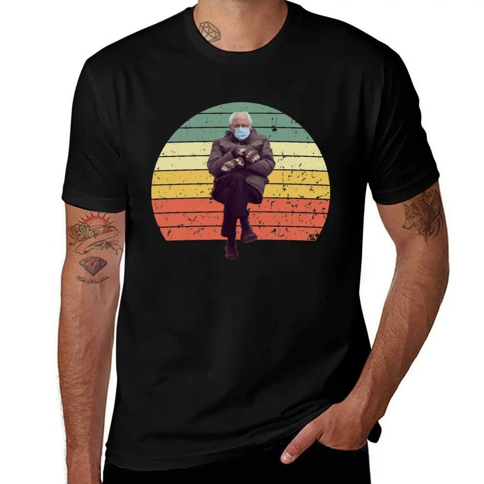 

BERNIE SANDERS WITH MITTENS MEME ART, Men's , Family Gift T-Shirt anime tshirt printed t shirts for man T-Shirt