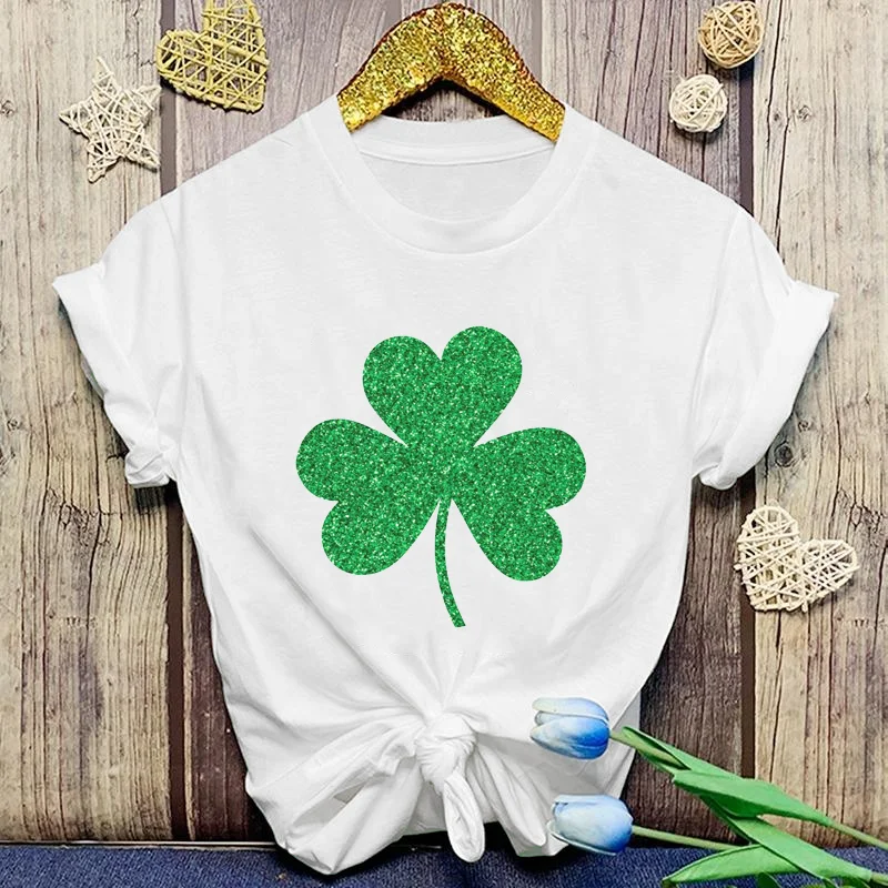 

St. Patrick's Day Nurse Leopard Shamrock Shirt St Patricks Day T-shirt Casual Outdoor Comfortable Round Neck T-Shirt Top