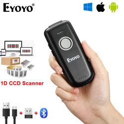 Eyoyo Wireless Mini 1D CCD/Laser Bluetooth Barcode Scanner With Power On/Off Button.1500mAh Battery.Support Rich Decoding Types