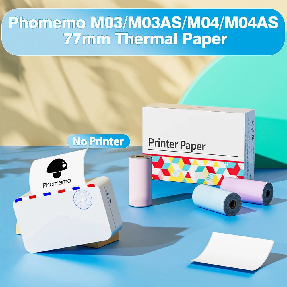 3PK Phomemo Adhesive Transparent Thermal Paper Clear Adhesive Thermal Sticker Paper for M04S/M04AS Bluetooth Printer 110mmx3.5m