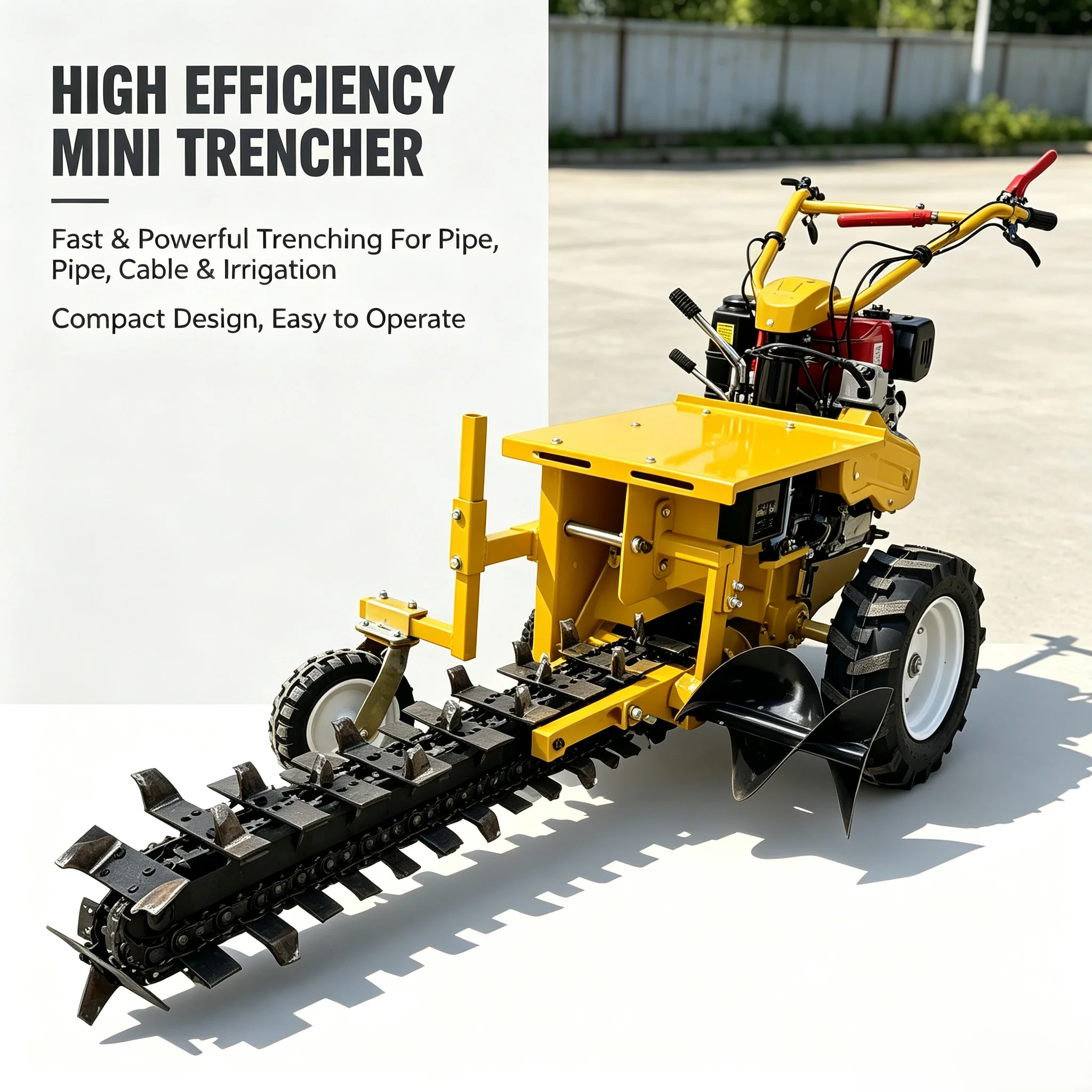 High Efficiency Chain Trencher 600mm 1200mm Mini Trenching Machine for Water Pipe Cable