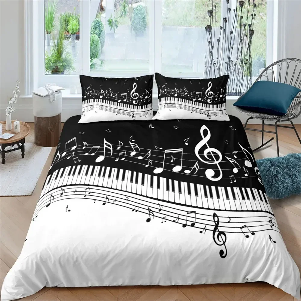 Music Note Comfortable Duvet Quilt Cover Pillowcase Bedding Set Children Bedroom Decoration Home Textile