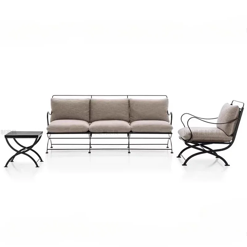 courtyard hotel leisure wrought iron sofa table and chair combination open-air bed and breakfast furniture modern dining chair