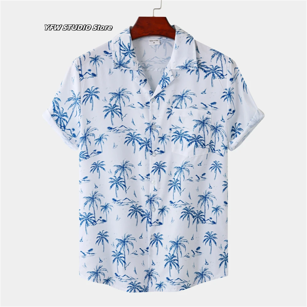 Men\'s Contrasting Color Shirt Christmas Santa Print Shirt Summer Mens Clothing Fashion Casual Beach Hawaiian Sport Sleeve Shirt