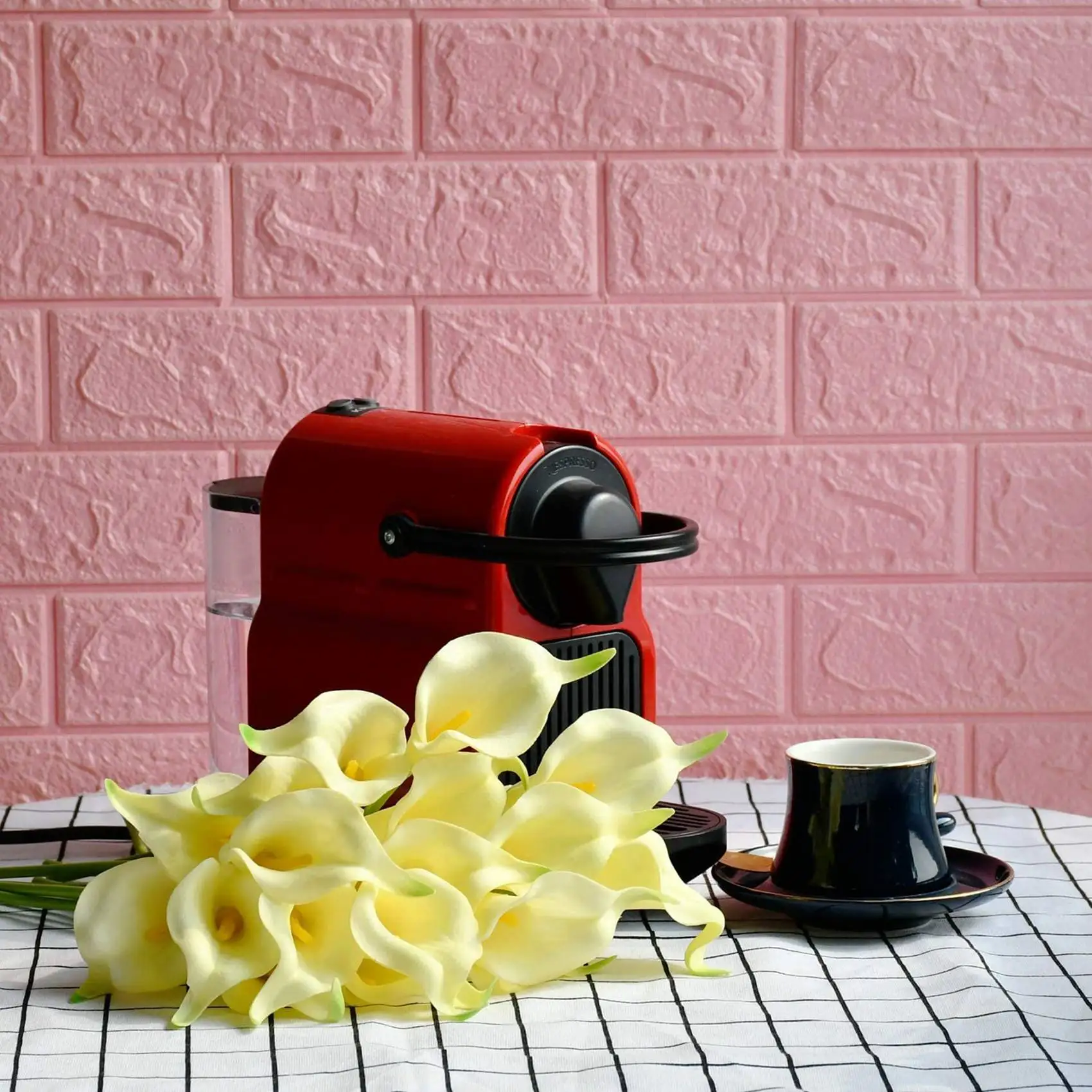 BHTS-100 Pcs Artificial White Calla Lily Flowers With Soft Latex Materials For Home & Kitchen Decoration