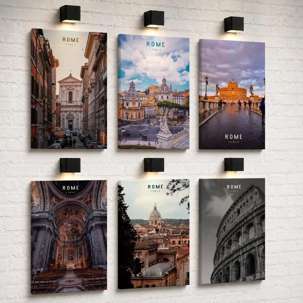 Rome Italy Vatican City Travel Framed Wall Painting Ready to Hang Canvas Art Poster for Living Room Bedroom Home Decor Decals