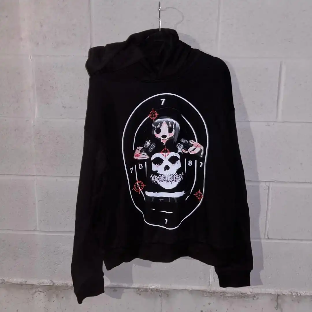 هوديي رجالي بغطاء للرأس باللون الأسود مطبوع عليه شخصية رعب ونمط مثير ملابس الشارع بتصميم إبداعي فريد من نوعه فردي سريع