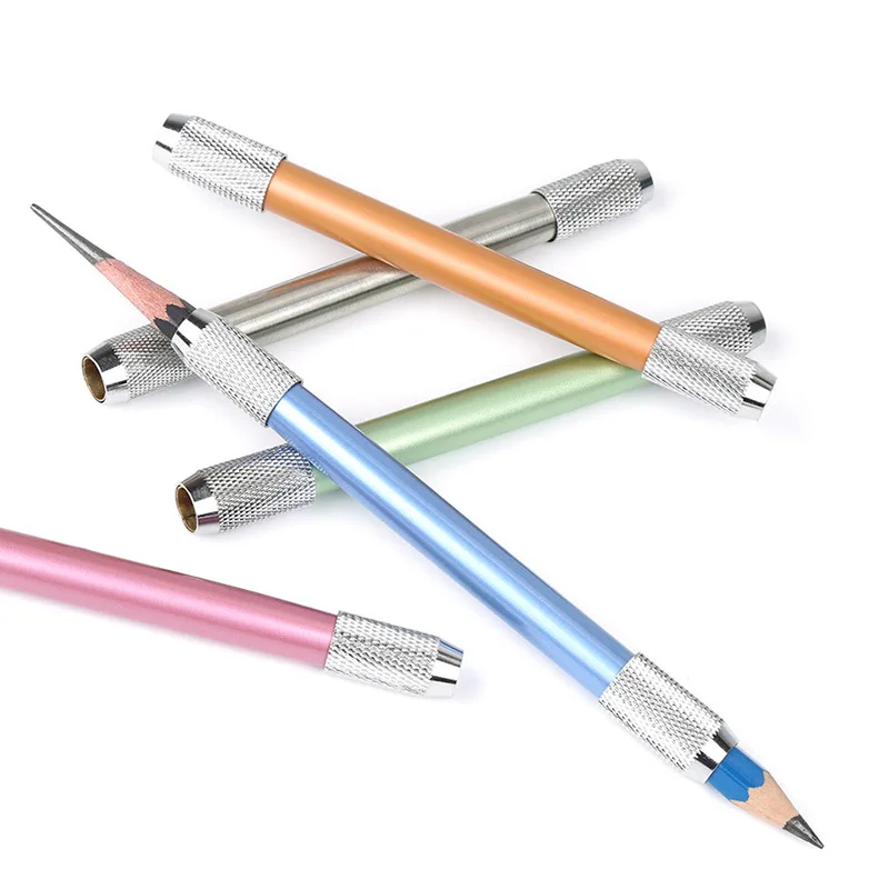 Metal Double-Ended Pencil Extender Log Extender Pen Catcher Sketch Student Writing Extension Bar