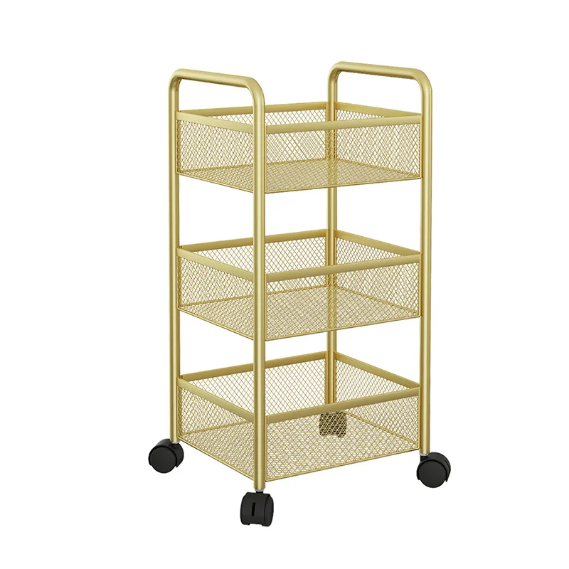 Beauty Salon Gold Auxiliary Cart Organizer With Wheels Nail Tattoo Special Multifunctional Storage Sleek Design Easy Efficiency