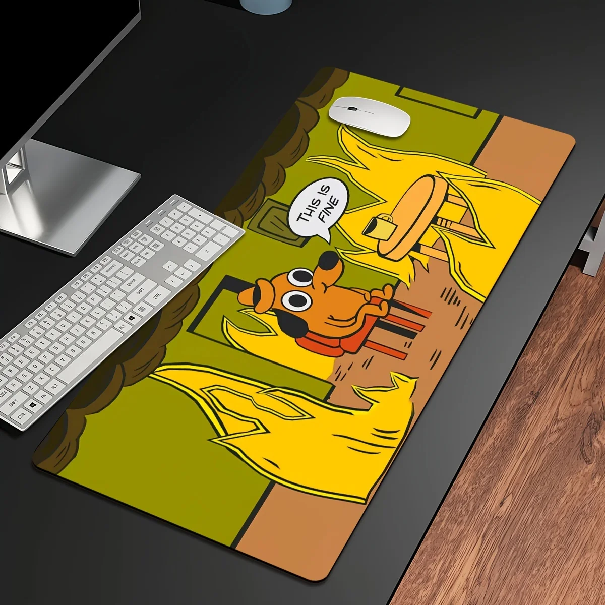 لوحة ماوس كبيرة بنمط الكلب والنار غير قابلة للانزلاق ومتينة مناسبة للاستخدام المكتبي والألعاب هدية مثالية للمدرسة ممتازة #2