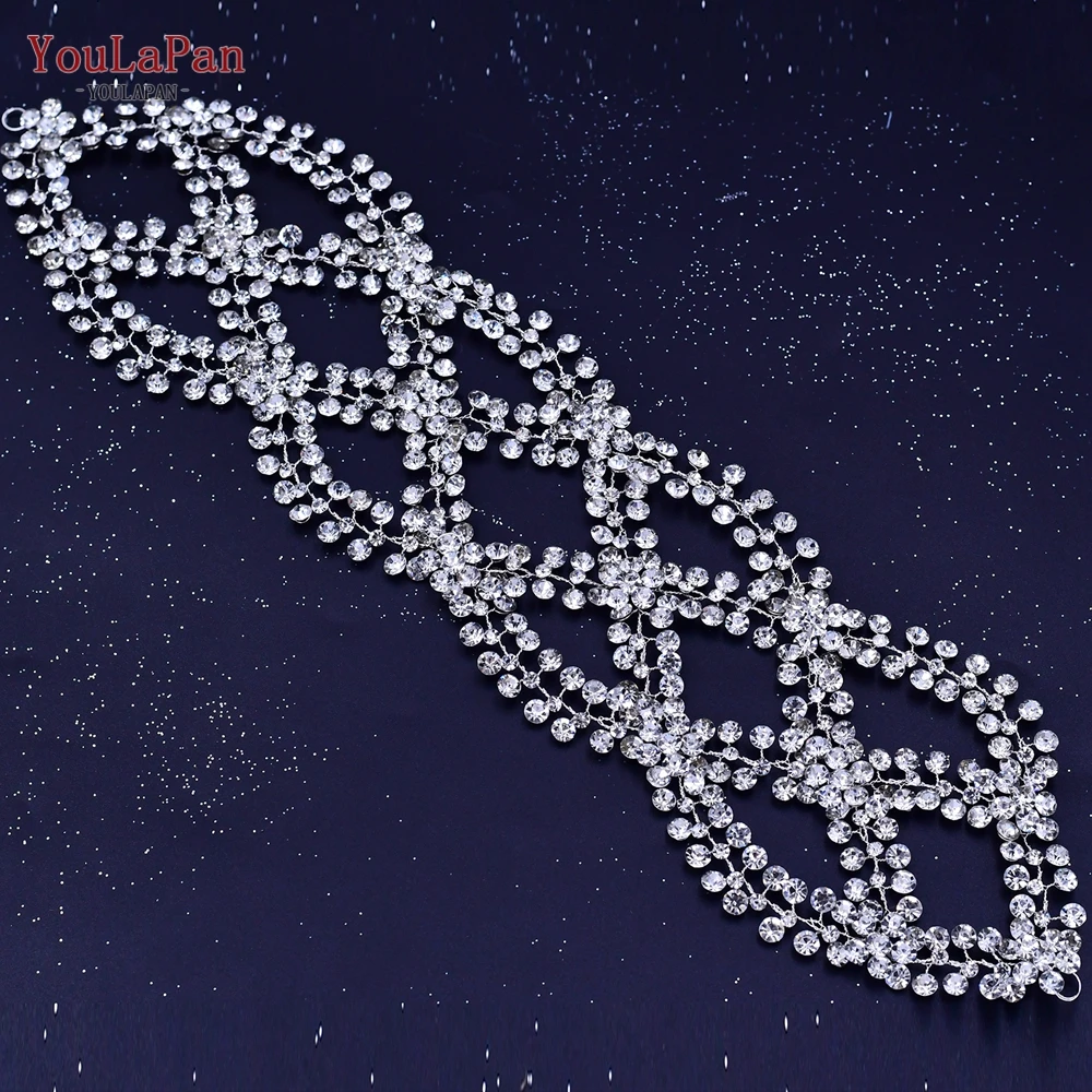 

YouLaPan Bridal Crystal Sash Rhinestones Wedding Party Accessories Bridesmaid Girl Sash Sparkly Belt for Dress SH243