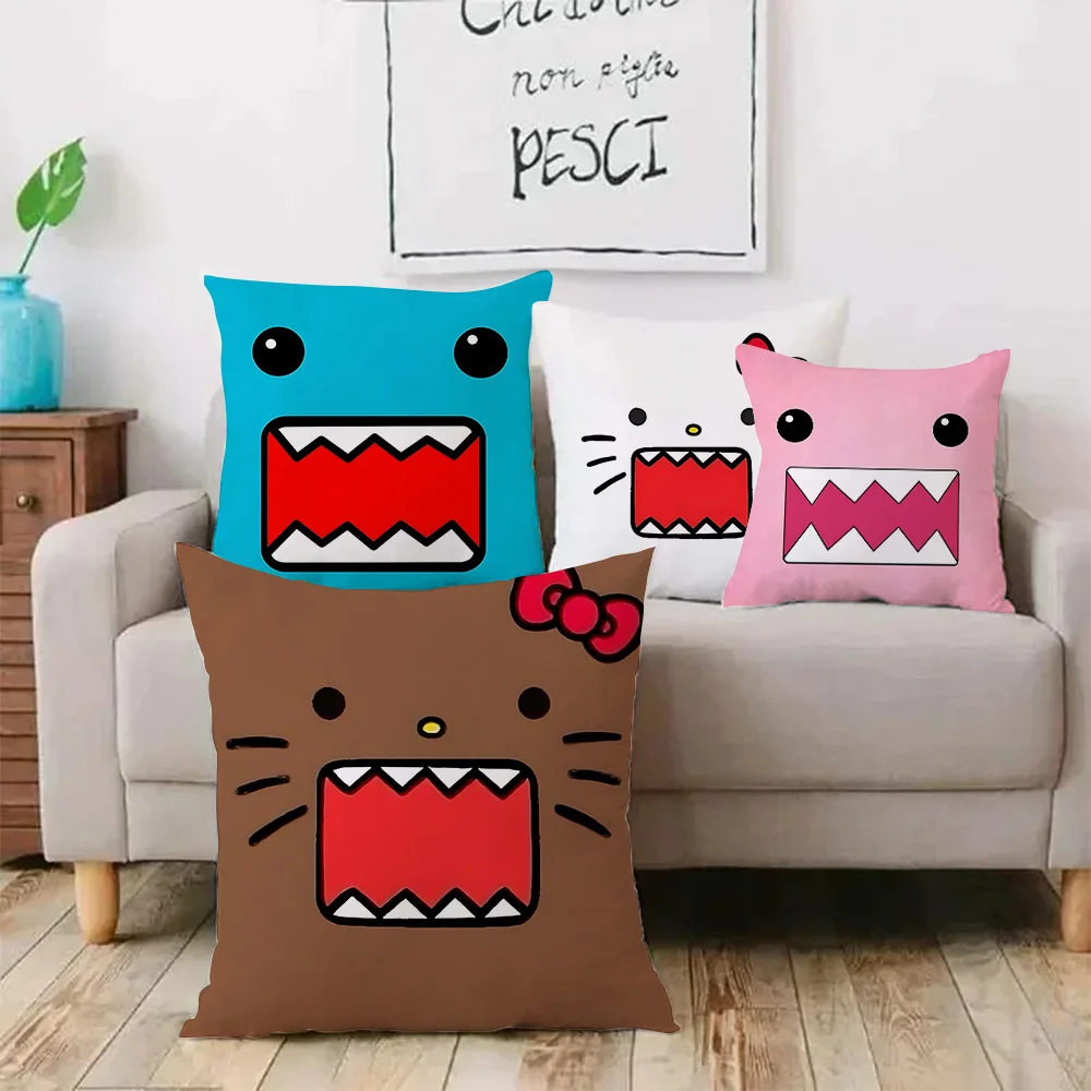 Pillow Covers Cartoon D-Domo Kun Faces Sofa Decorative Home Double-sided Printing Short Plush Cute Cushion Cover