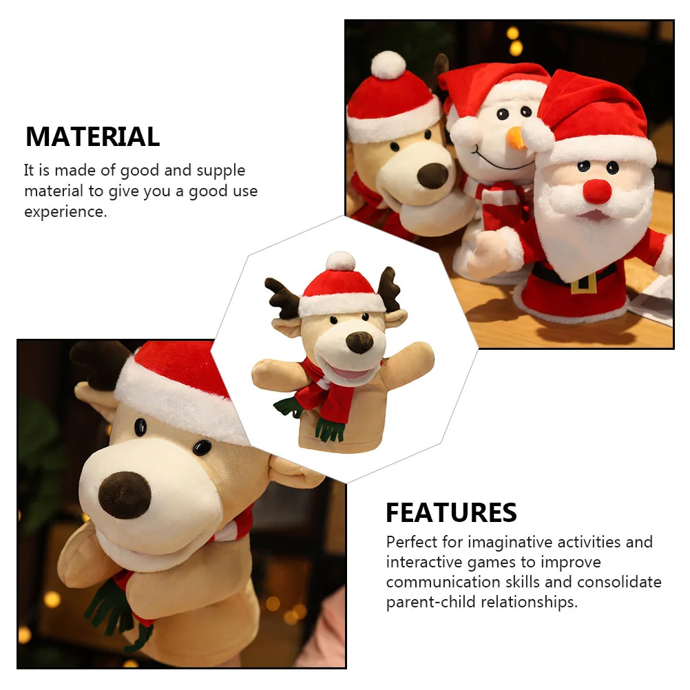 Santa Hand Puppet Claus Lovely Cartoon Educational Toy Plush Finger Christmas Toys Puppets for Kids Deerlet