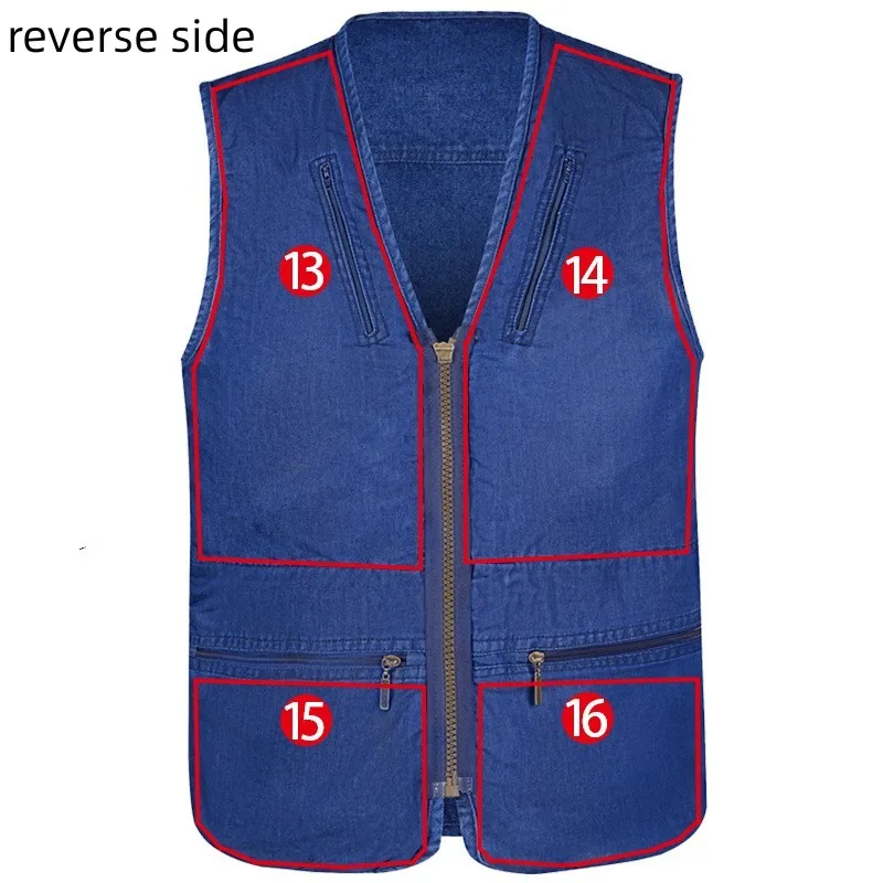 Multi Pocket Cotton Denim Vest Men Casual With16 Pockets Sleeveless Jackets Male Outdoor Photograph Waistcoat Plus Size 5XL 12 S57b1b03db2cb4aeabf35901e1f5c6aff2