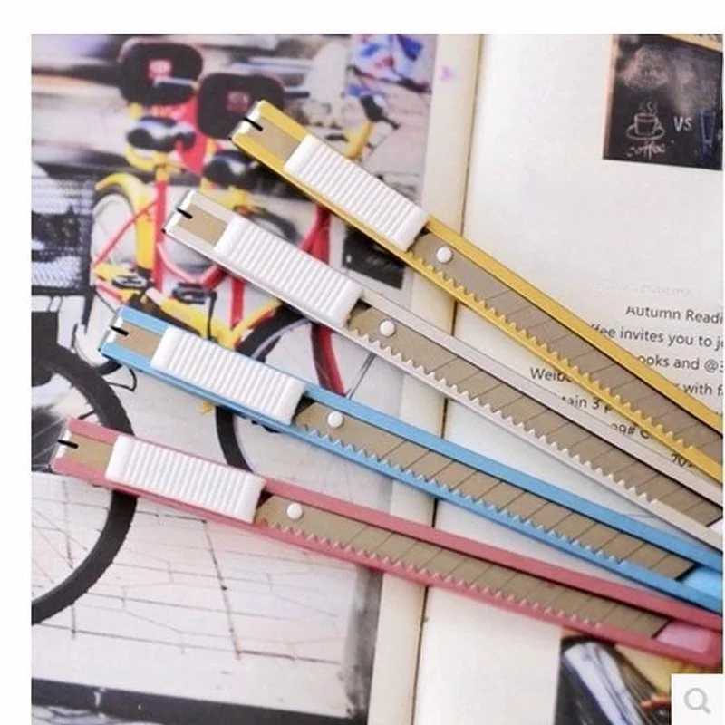 

2 шт., металлический художественный резак для бумаги, открывалка для писем, канцелярские принадлежности, выдвижное лезвие, универсальный нож