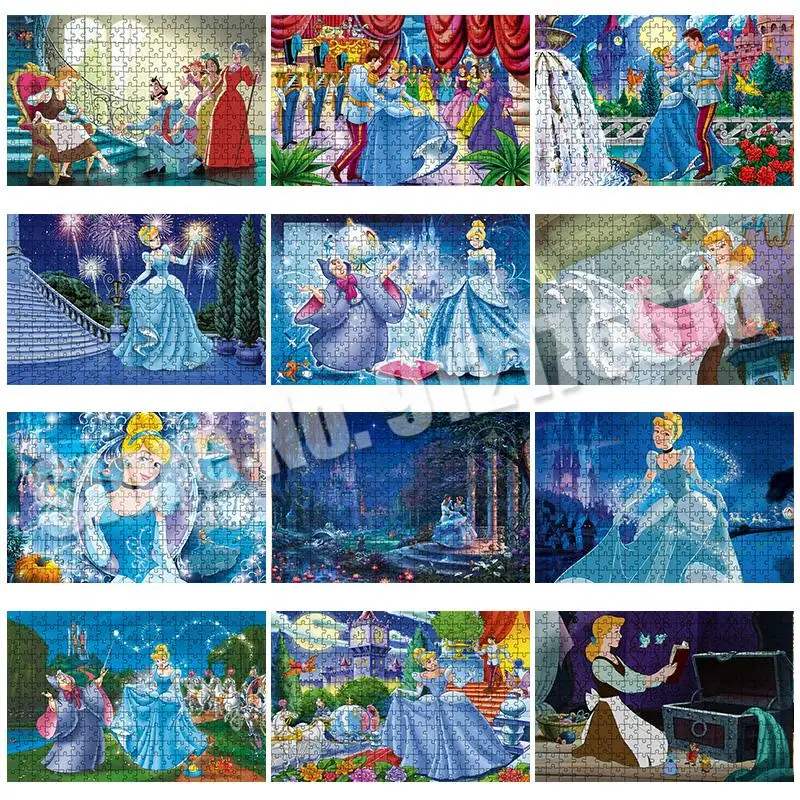 Cinderella Puzzles 1000 Pieces Paper Assembling Disney Princess Jigsaw Puzzle Game Educational Diy Toy Intellectual Development