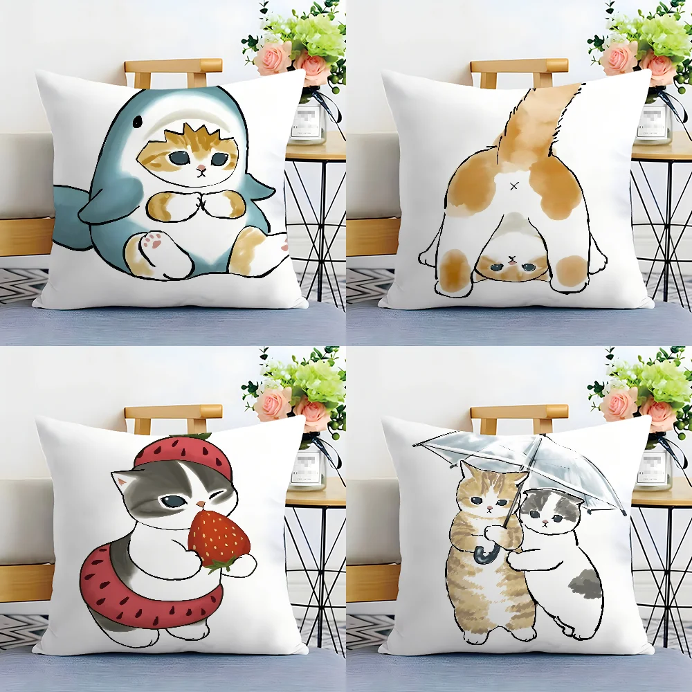 Cat Cartoon M-Mofusand Cute Pillow Case Plush Fabric Soft  Pillowcase Double Sided Print Cushion Cover Household Gifts