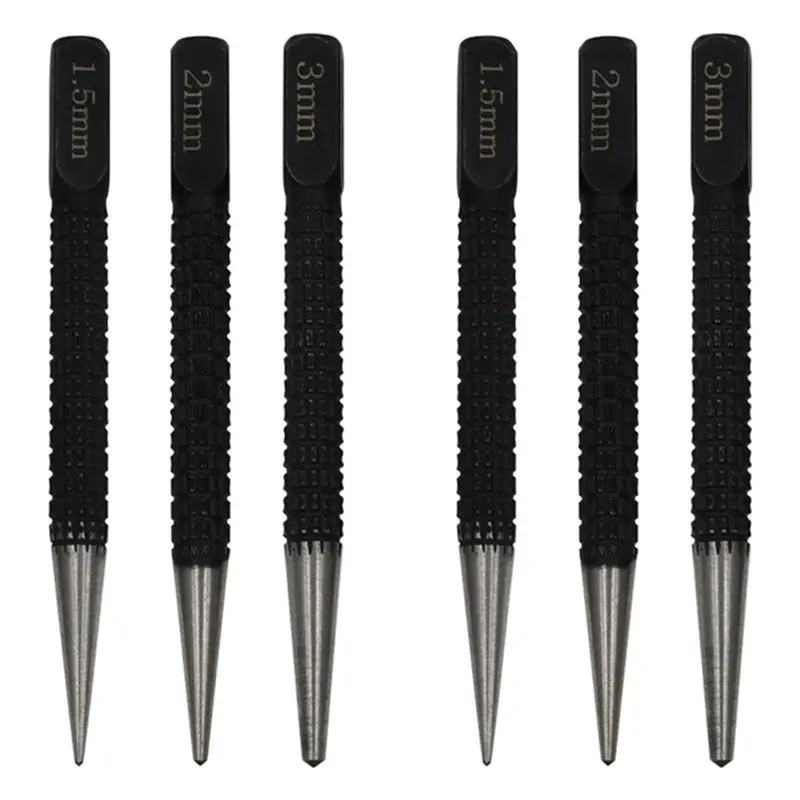 

Центровочный пробойник B03C-6PC, черный цилиндрический пробойник-фиксатор для сверления, аксессуары для инструментов, 1.5мм/2мм/3мм