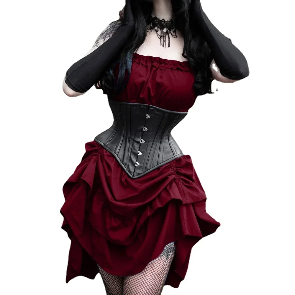 Medieval Renaissance Elf Princess Lolita Sleeveless Women Waist Corset Dark Gothic Ruffles Dress Vintage Pirate Cosplay Costumes