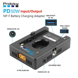 NP-F Battery Adapter Mount Plate w USB-C PD30W Port and Dual DC Outputs for Sony NP-F970 NP-F550 NP-F770 BMPCC 4K 6K 6K Pro
