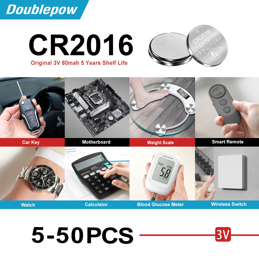 5-50PCS CR2016 3V B…