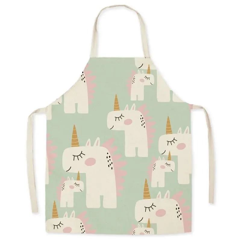 Cartoon Rainbow Unicorn Fashion Ins Wind Apron Adult Children Sleeveless Anti-fouling Kitchen Home Cleaning Baking Waist Bib